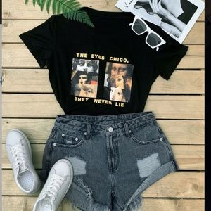 3/$20 🔴 SHEIN ‘The Eyes Chico, They Never Lie’ Black Women’s Tee.